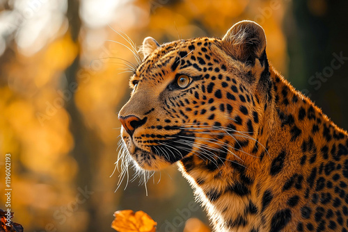 persian leopard in the forest. Wildlife in nature. photo