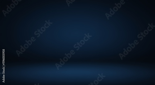 Dark Blue Studio Background, Gradient Texture, Empty Space for Product Display