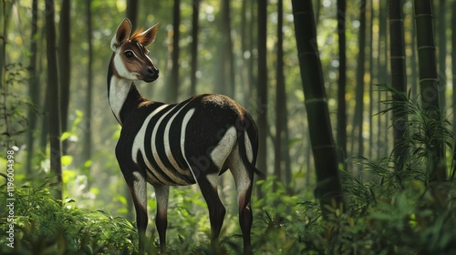 Okapi in bamboo forest.  Possible stock photo use photo