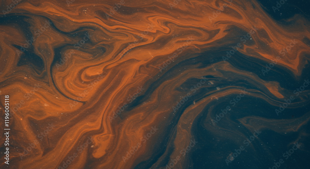 Fototapeta premium Abstract Swirling Brown and Teal Liquid Marble Texture Background