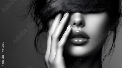 Black Fabric Conceals A Womans Mysterious Face
