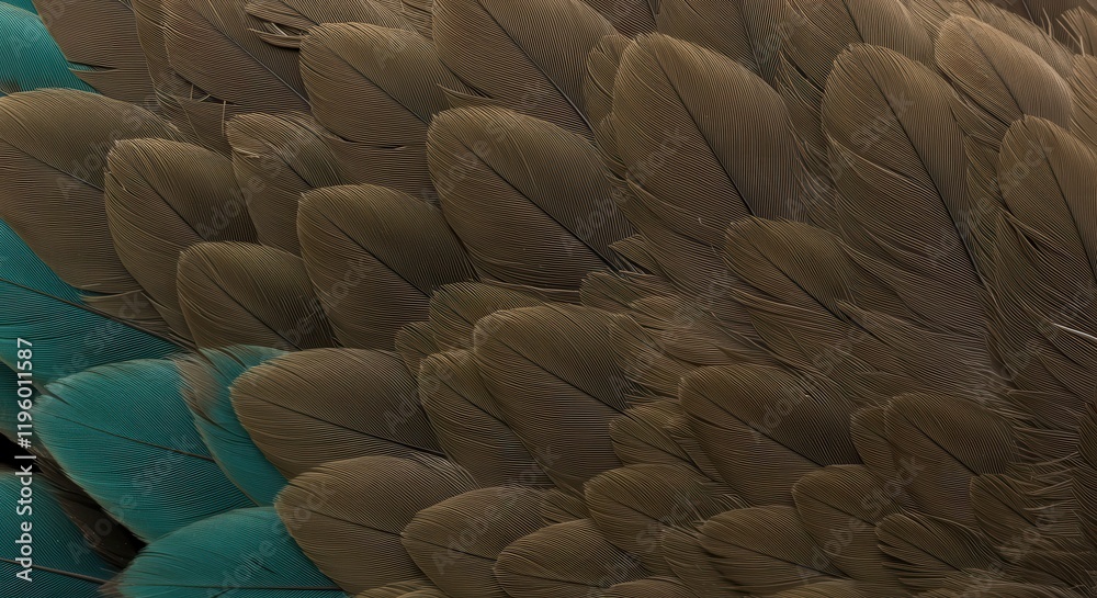 Obraz premium Close Up of Bird Feathers with Brown and Blue Tones