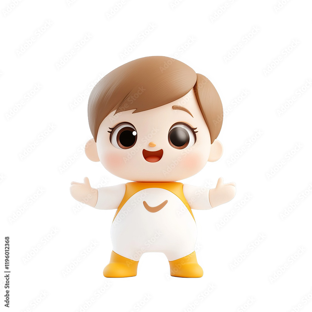 Naklejka premium Playful cartoon character creative studio digital illustration bright background eye-level view whimsical design