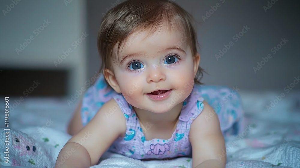 Happy baby girl tummy time bedroom Happy baby girl tummy time bedroom