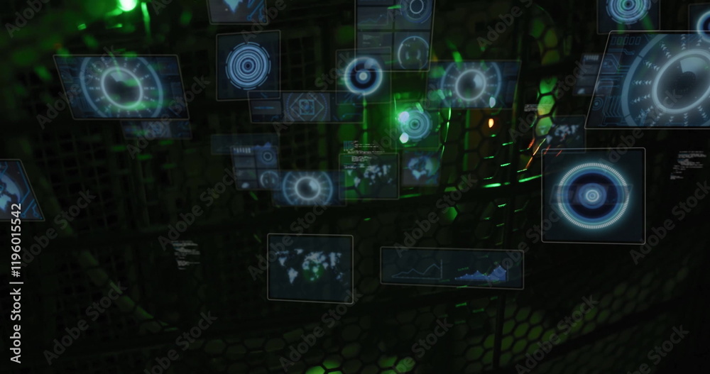 Holographic data analysis and global connectivity image over dark technological background Holographic data analysis and global connectivity image over dark technological background