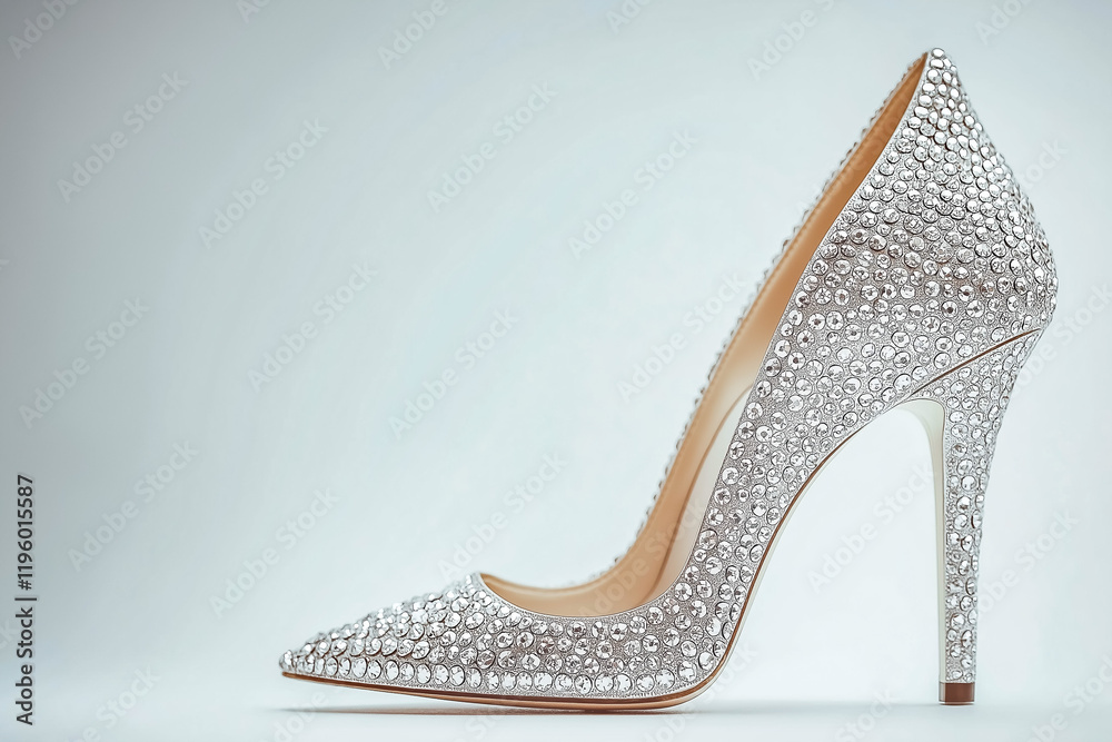 Obraz premium Stepping into Luxury: Diamond-Studded High Heels Against white Background