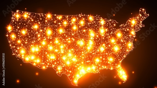 Illuminated United States: A Glowing Map of American Cities