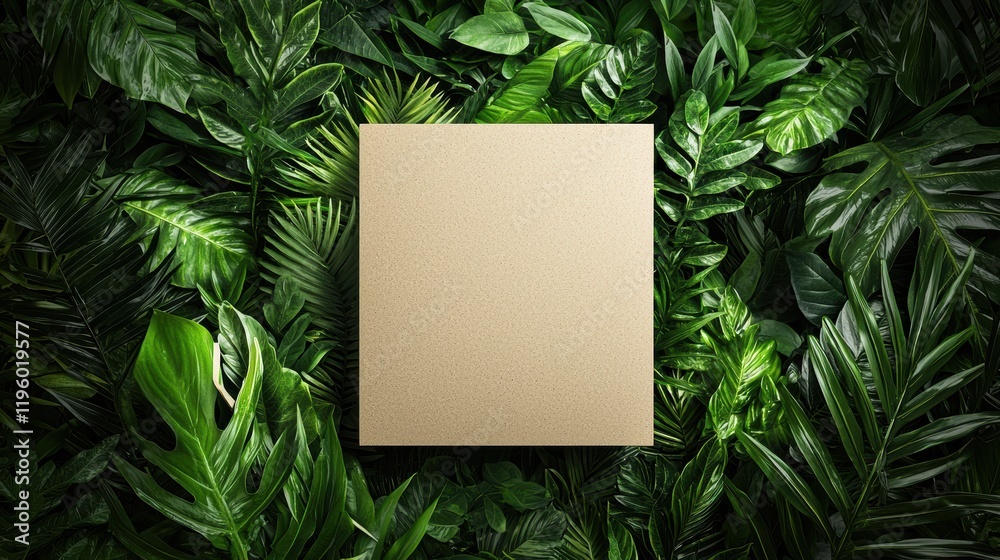 Empty cardboard box amid lush greenery nature still life outdoor Empty cardboard box amid lush greenery nature still life outdoor