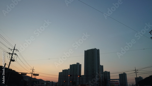 sunset in the city