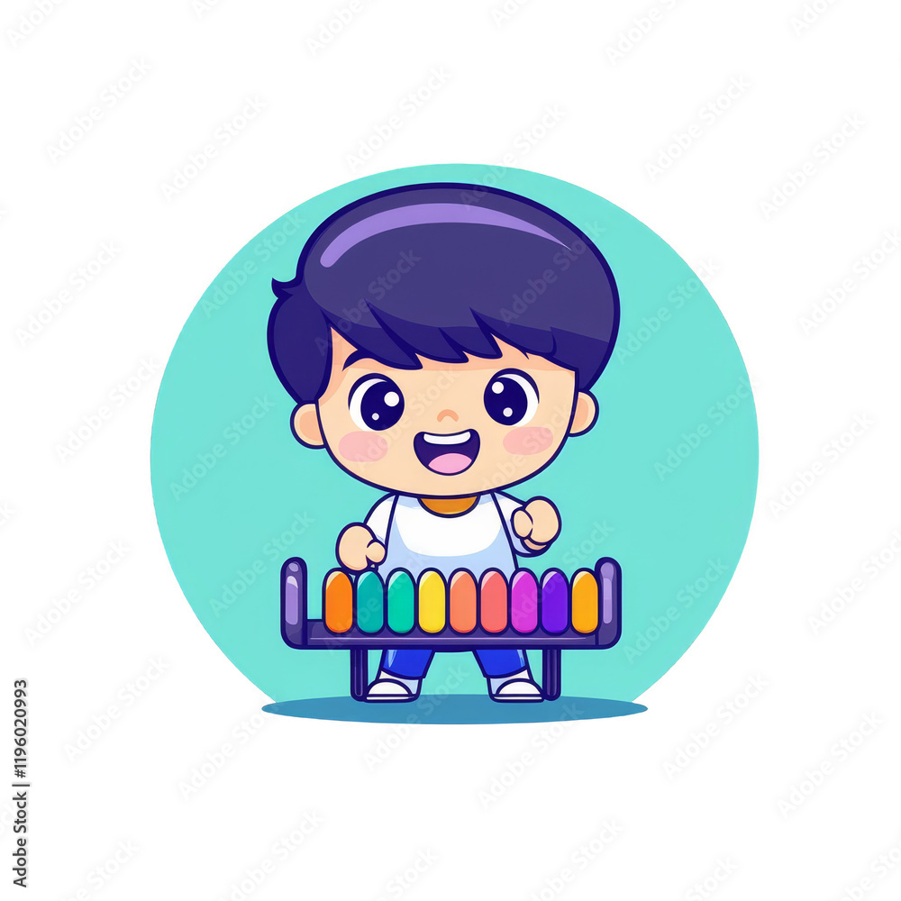 Child playing melodic xylophone bright studio illustration cheerful environment engaging viewpoint music concept Child playing melodic xylophone bright studio illustration cheerful environment engaging viewpoint music concept