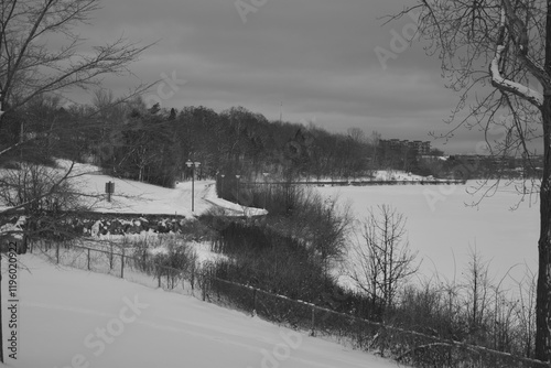 Obraz na płótnie Sherbrooke 14 Janvier 2025 - N&B w salonie