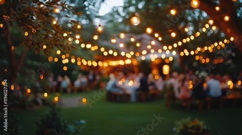 Wallpaper Mural Garden party with string lights and enchanting bokeh atmosphere Torontodigital.ca