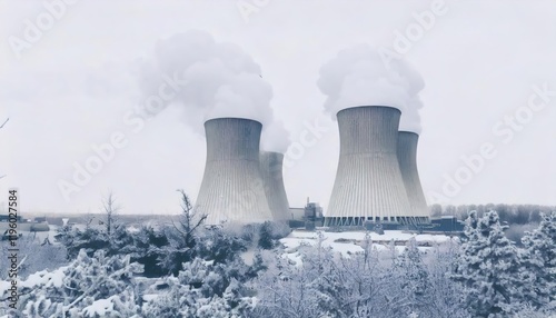  destroyed cooling towers of a nuclear power plant after an explosion photo