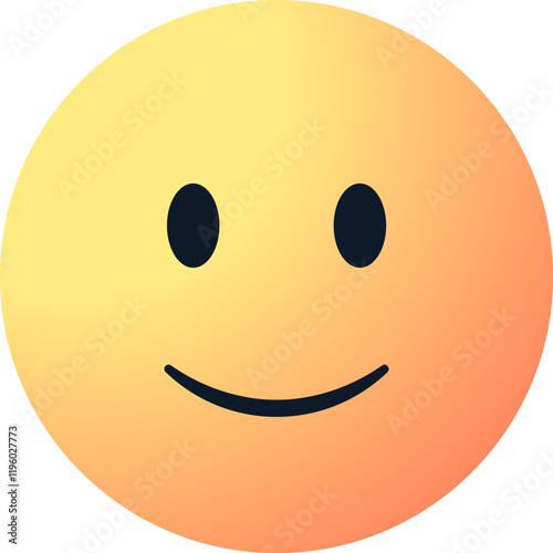 A slightly smiling emoji vector emoticon , friendly expression, representing happiness, joy and positive emotions for for digital communication, social media messaging or UI/UX design projects