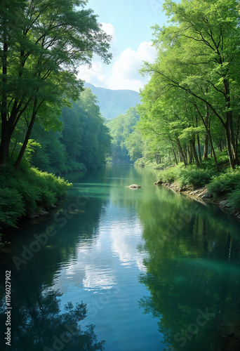 River surrounded by trees, symbolizing environmental purity