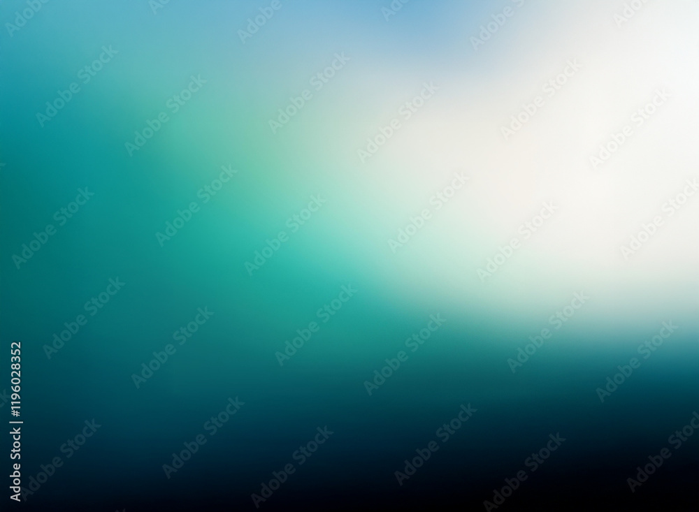 Fototapeta premium Abstract gradient background featuring teal, turquoise, and white hues blending seamlessly into deep blue and black. A soft, ethereal feel.