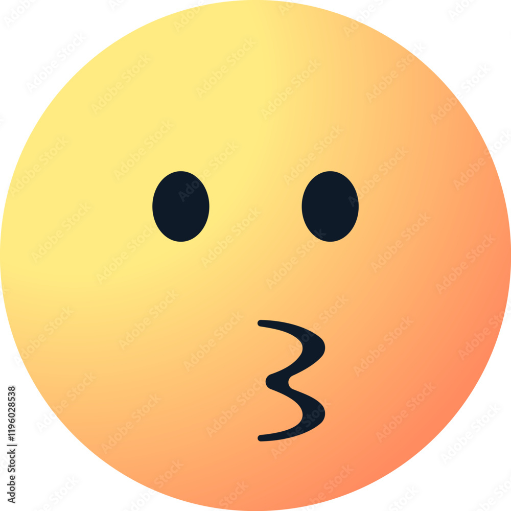 A cute kiss emoji face vector emoticon with puckered lips and open eyes, kissing emotion for digital communication and social media or messaging designs A cute kiss emoji face vector emoticon with puckered lips and open eyes, kissing emotion for digital communication and social media or messaging designs