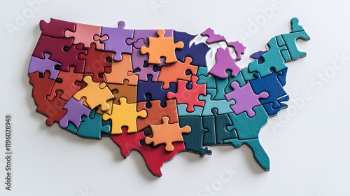 Colorful United States Jigsaw Puzzle Map