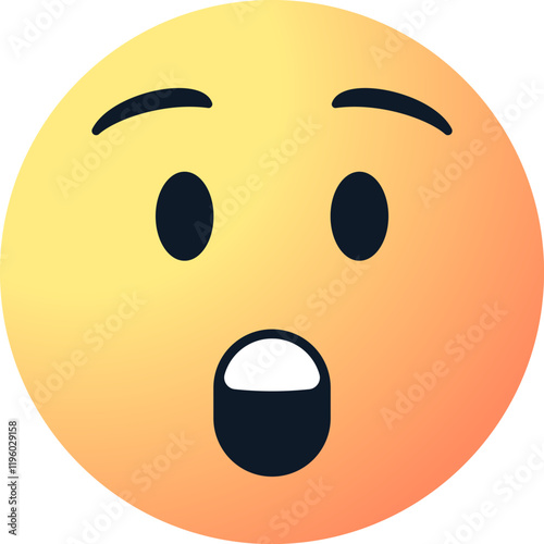 astonished emoticon or emoji vector icon with a surprised expression and open mouth for UI, messaging, digital communication and social media photo