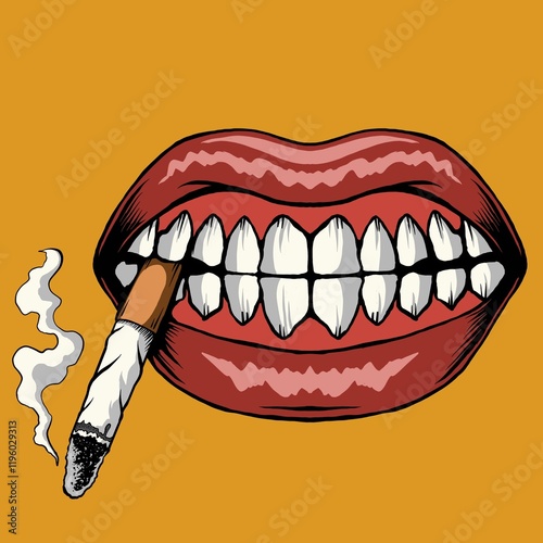 Mouth smoke trippy psychedelic illustration