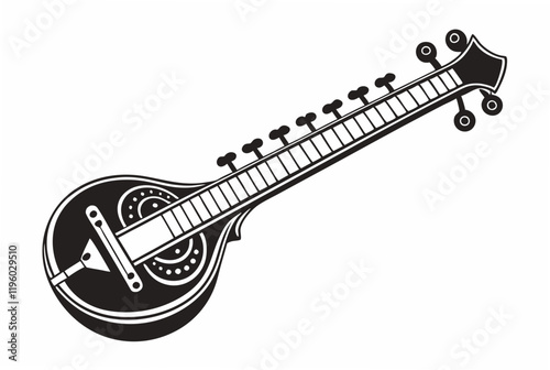 sitar silhouette vector illustration
