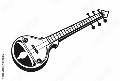 sitar silhouette vector illustration