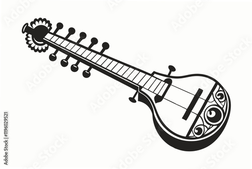 sitar silhouette vector illustration