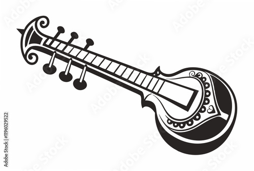 sitar silhouette vector illustration