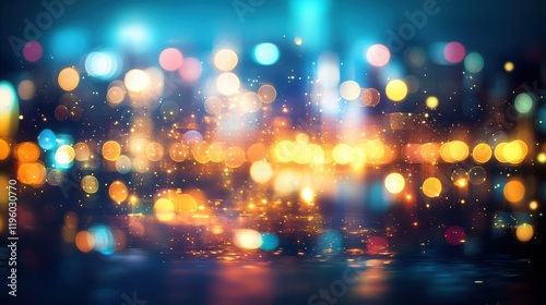 City lights at night with blurred abstract bokeh effect evoking nightlife