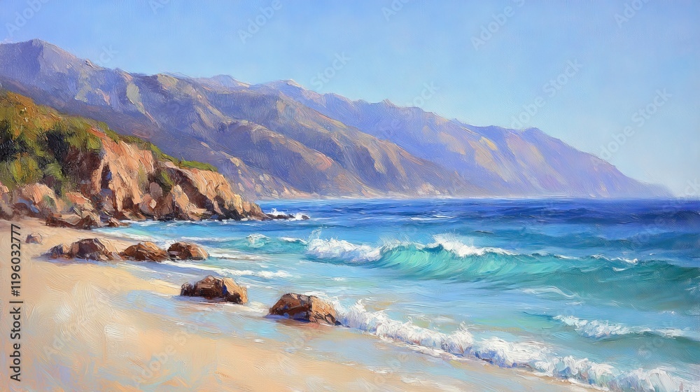 Waves retreating from a sandy beach, leaving a glossy sunlit surface. Waves retreating from a sandy beach, leaving a glossy sunlit surface.
