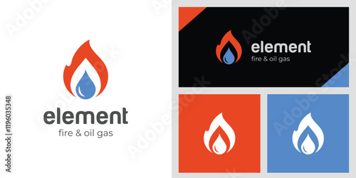 Fire and Water for Oil Gas Logo icon design. vector graphic symbol for energy and industry company identity logo