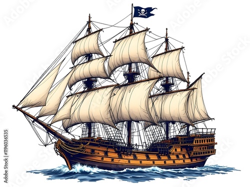 pirate ship isolated on white