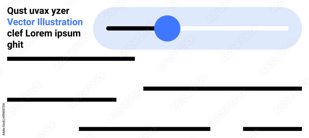 Toggle switch with blue circle slider, black lines as placeholders for text, and sample text blocks. Ideal for website interfaces, app prototypes, UIUX presentations, tech demos, wireframes, landing Toggle switch with blue circle slider, black lines as placeholders for text, and sample text blocks. Ideal for website interfaces, app prototypes, UIUX presentations, tech demos, wireframes, landing