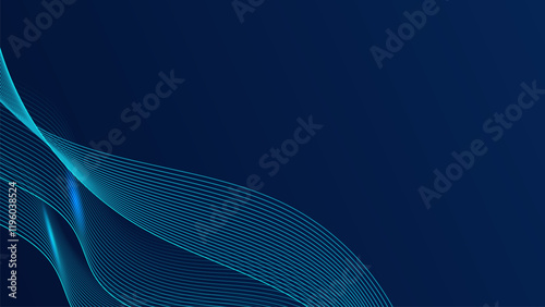 Abstract modern blue ligth gradient flowing wave lines. Futuristic technology concept.