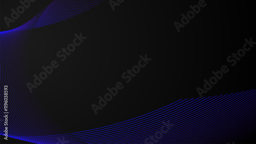 Minimalist modern blue dark gradient flowing wave lines. Futuristic technology concept.