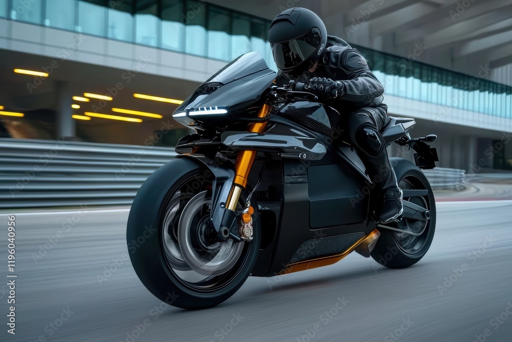 Fototapeta premium A motorcycle biker rider on a road