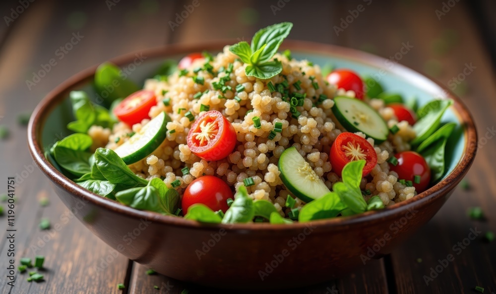 Fresh and colorful couscous salad with cherry tomatoes, cucumbers, and herbs, perfect for healthy eating, cooking blogs, or restaurant menus. Fresh and colorful couscous salad with cherry tomatoes, cucumbers, and herbs, perfect for healthy eating, cooking blogs, or restaurant menus.