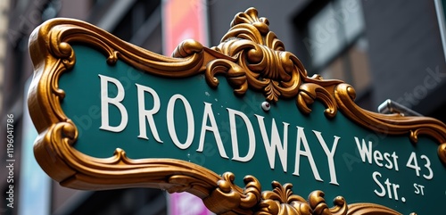 A vibrant street sign of Broadway in New York City, capturing the essence of the theater district and urban culture.