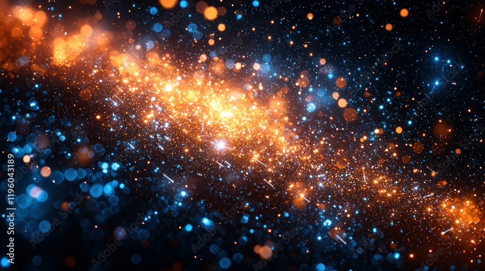 Fototapeta premium Cosmic Nebula: A Symphony of Blue and Orange Lights