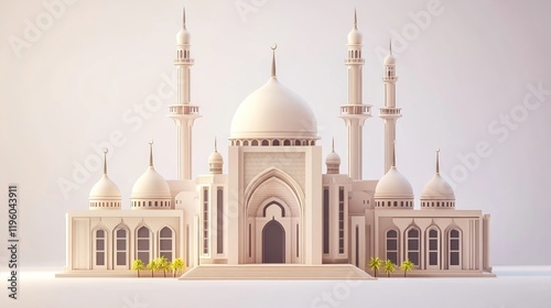 Wallpaper Mural 3d illustration exquisite mosque building, for Ramadan Mubarak Torontodigital.ca