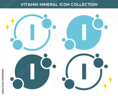 Vitamin, mineral icon. Set of flat yellow vitamin I vector. Golden vitamin mineral I capsule. Nutrition, food supplement design. Multivitamin complex Vitamins capsules. Dietary supplement pharmacy