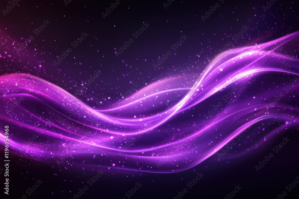 Fototapeta premium Abstract purple glowing wave with sparkles. Ideal for backgrounds, websites, or presentations needing a mystical, elegant feel.