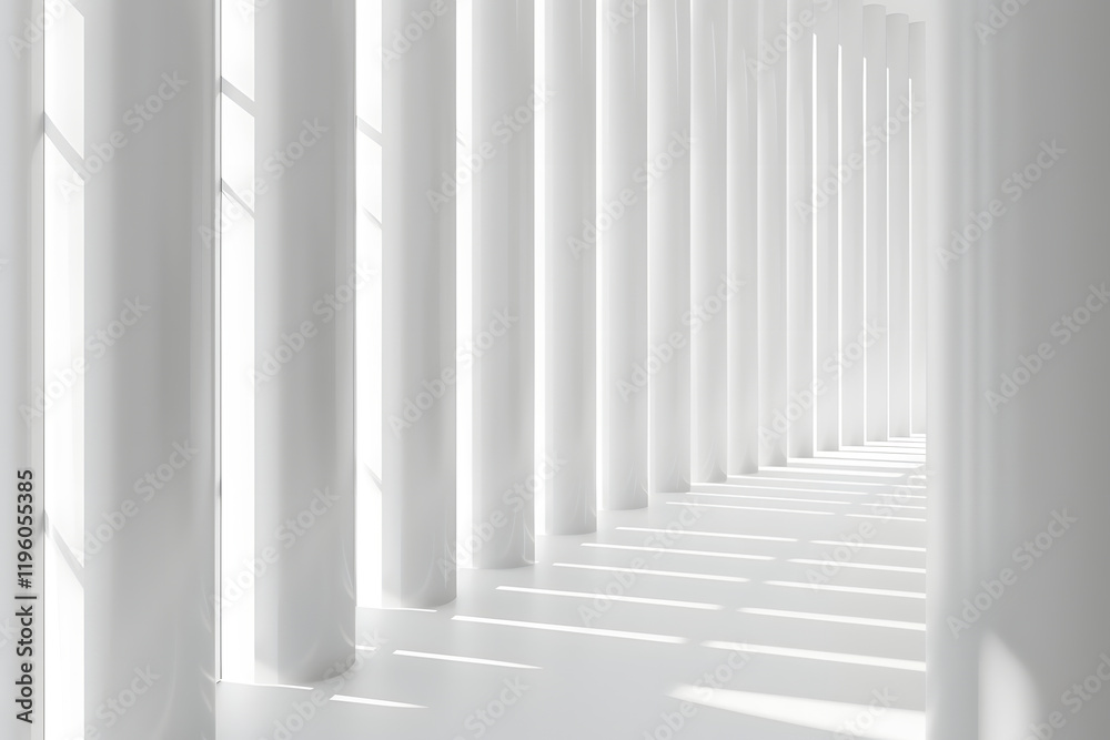 Obraz premium White Columns and Windows Interior Rendering