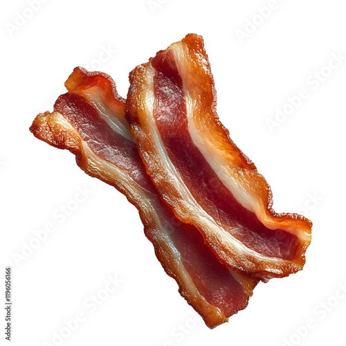 crispy bacon strips isolated on white background photo