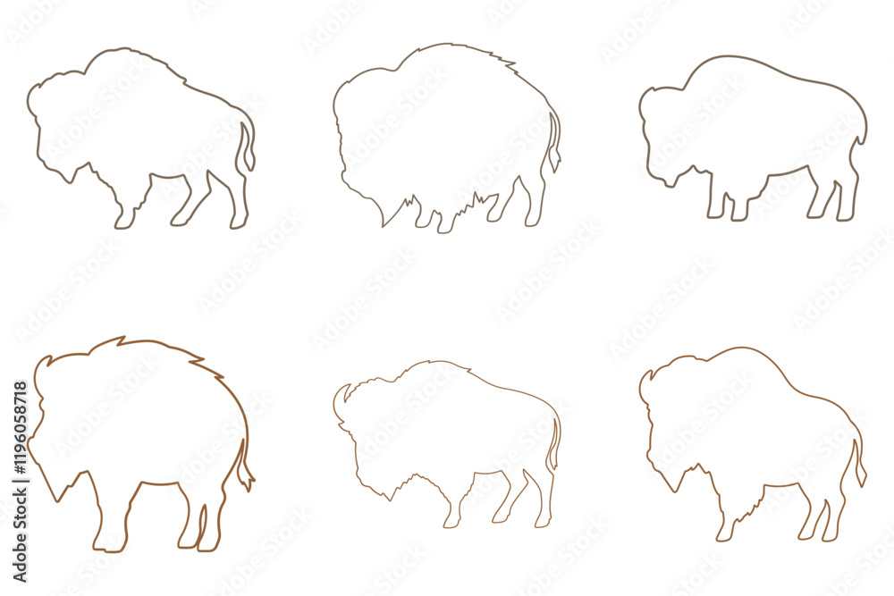 Outline Bison Illustration Outline Bison Illustration