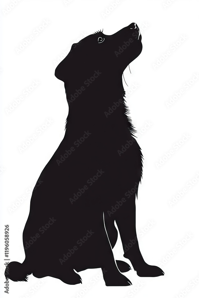 Silhouette of a dog looking up, sitting Silhouette of a dog looking up, sitting