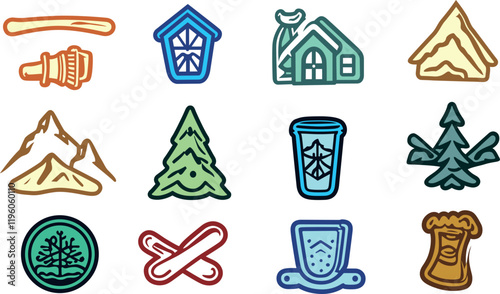 set of icons of the house