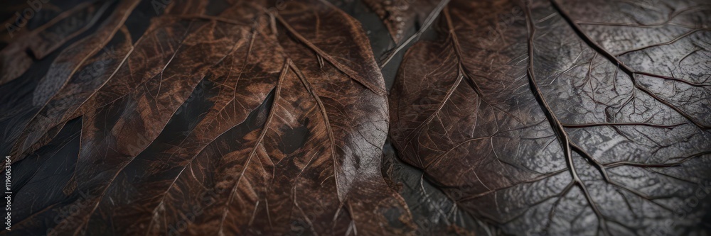 Close-up of dark leaf patterns with intricate veins on a tree's surface, woody texture, dark leaf patterns, textures Close-up of dark leaf patterns with intricate veins on a tree's surface, woody texture, dark leaf patterns, textures