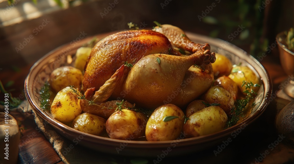 Roasted Chicken with Potatoes: A Golden Delight Roasted Chicken with Potatoes: A Golden Delight