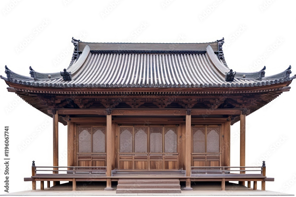 Asian wood building architecture house white background. Asian wood building architecture house white background.